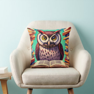 Coussin Livre de lecture de personnage de chouette   oreil