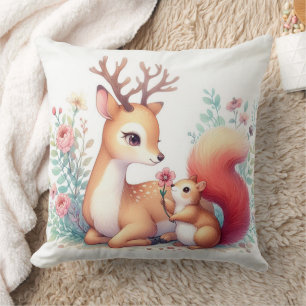 Coussin Livre D'Histoire Bébés Bois Cerfs Et Chipmunk