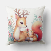 Coussin Livre D'Histoire Bébés Bois Cerfs Et Chipmunk (Verso)