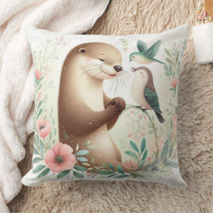 Coussin Livre D'Histoire Bébés Bois Otter Et Oiseaux