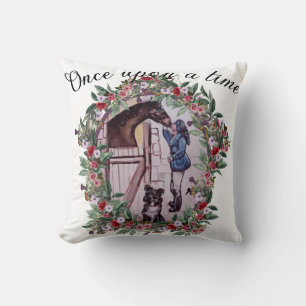 Coussin livre d'histoire équestre Throw Pillow