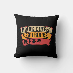 Coussin Livres - Boire Café Lire Livres, Livre Lover Cadea