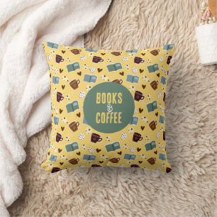 Coussin Livres & Café