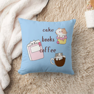 Coussin Livres Café Chats
