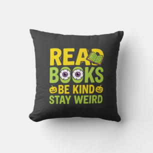 Coussin Livres de lecture d'Halloween Soyez gentil Restez