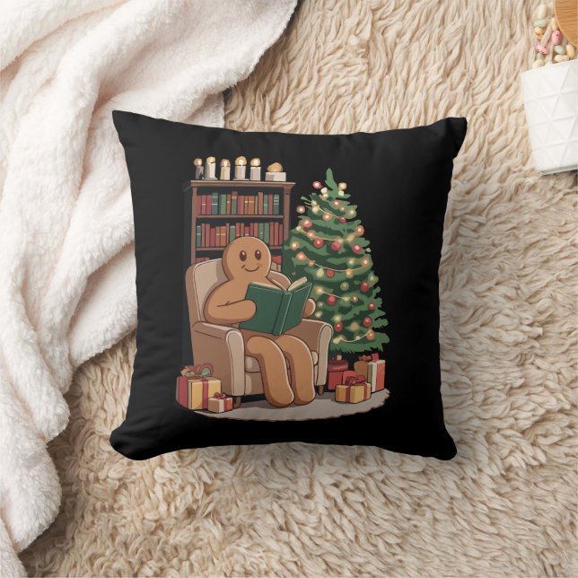 Coussin Livres de lecture Rétro Gingerbread Noël Enseignan (Couverture)