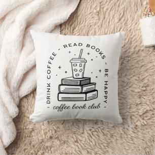 Coussin Livres et café amoureux club citations de livres