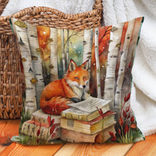 Coussin Livres rustiques Vintage Fox Woodland Automne Auto