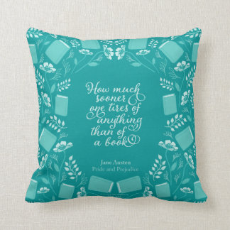 Coussin Livresque floral turquoise de fierté et de