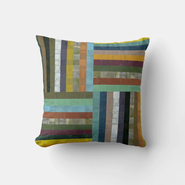 Coussin Ll abstrait en bois rustique (Recto)