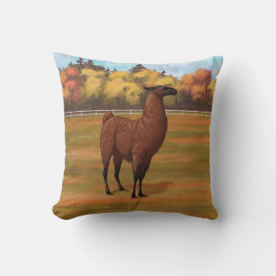 Coussin Llama Brown dans les pâturages agricoles d'automne