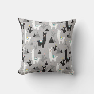 Coussin Llama cactus montagnes, motif sans soudure.