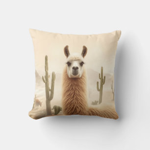 Coussin Llama de sable doux avec courant de cactus