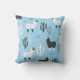 Coussin Llama et cactus, motif mignon.