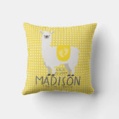 Coussin Llama jaune et blanc cassé Statistiques de naissan (Verso)