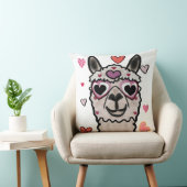 Coussin Llama Love Hearts Valentine's Throw Pillow (Chaise)