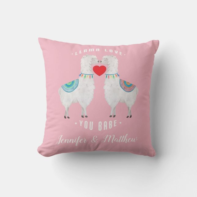 Coussin Llama Love You Babe Noms de couples personnalisés (Recto)
