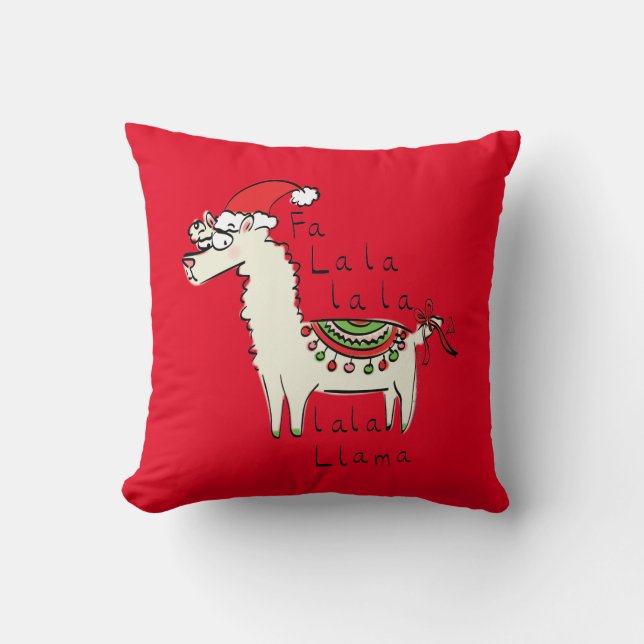 Coussin Llama Mignon Drôle de Noël Vacances (Recto)