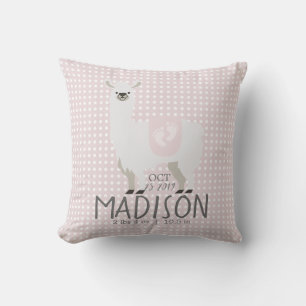 Coussin Llama rose et blanc cassé Statistiques de naissanc