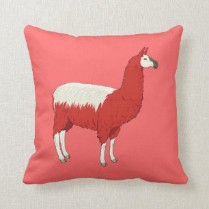 Coussin Llama Rouge Drôle