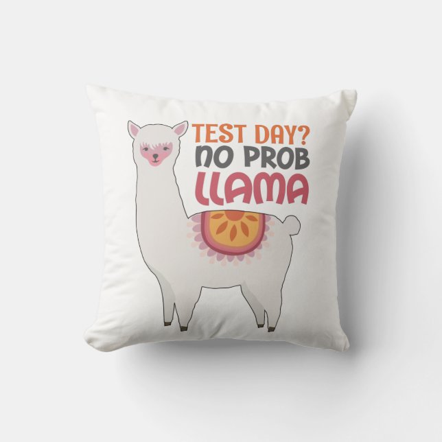Coussin Llama Teacher Jour d'examen cadeau? Aucun cadeau P (Recto)