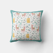 Coussin Llamas Chats Alapaca Animaux verts Boho (Verso)