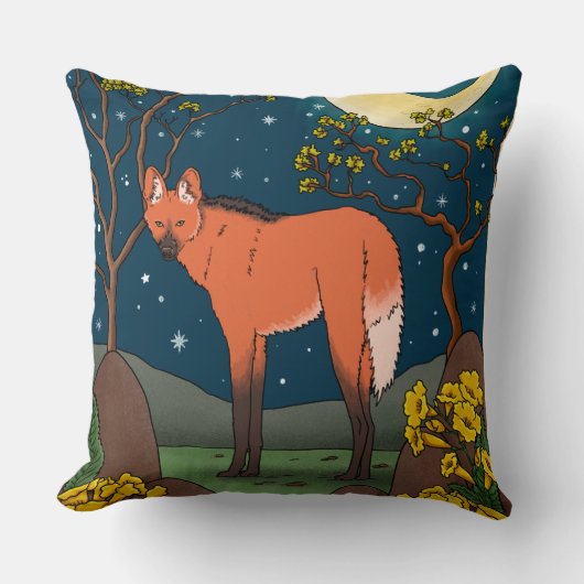 Coussin Lobo Guará e a flor de ipê - Animais Brasileiros (Recto)