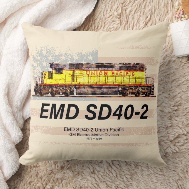 Coussin Locomotive diesel EMD SD40-2. drapeau américain (Couverture)