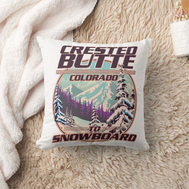 Coussin logo Crested Butte Colorado Snowboard (Couverture)