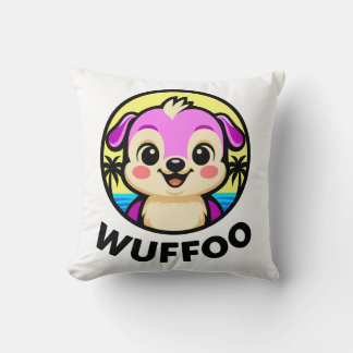 Coussin Logo d'animation de Wuffoo Adventures Chiot Kawaii