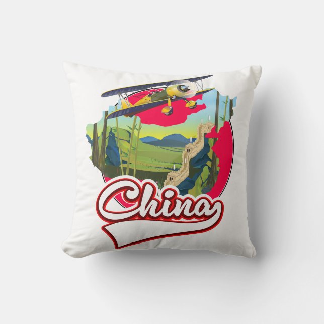 Coussin logo de carte de voyage en Chine (Recto)