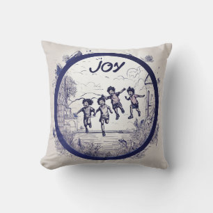 Coussin Logo de Joy Films Emblem – Cadre rond en encre ave