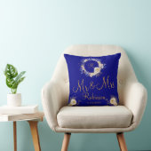 Coussin Logo de M. et Mme Blue Gold Floral Monogram (Chaise)