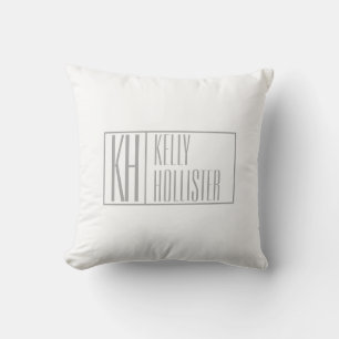 Coussin Logo de nom et initiales gris moderne