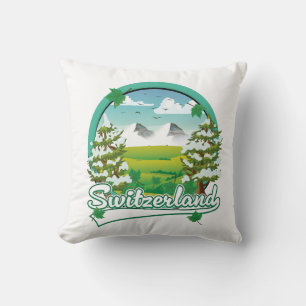 Coussin Logo de voyage rétro en Suisse