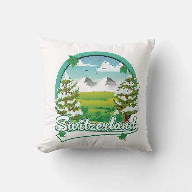 Coussin Logo de voyage rétro en Suisse (Recto)