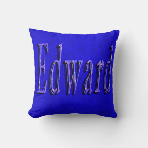 Coussin Logo D'Edward Name Sur La Mosaïque Bleue,