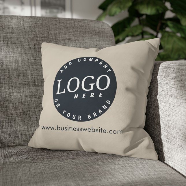 Coussin Logo d'entreprise Slogan et adresse du site Web pe (Business Logo Hotel Guest House Throw Pillow)