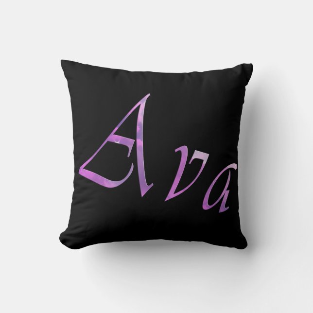 Coussin Logo du nom d'Ava violet rose, (Recto)