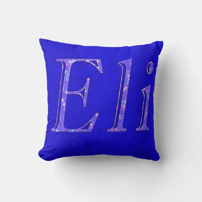 Coussin Logo Du Nom Eli Sur La Mosaïque Bleue (Recto)