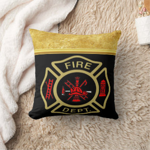 Coussin Logo du service d'incendie Or et insigne arrière o