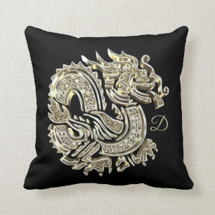 Coussin Logo élégant de feuille d'or de Faux de dragon