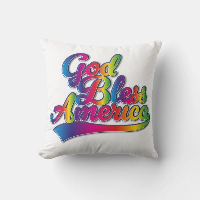 Coussin logo God Bless America arc-en-ciel (Recto)