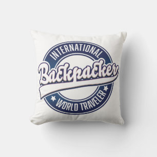 Coussin Logo International Backpacker Word Traveler