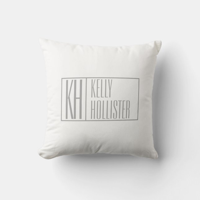 Coussin Logo Moderne Grey Initiales & Nom (Recto)