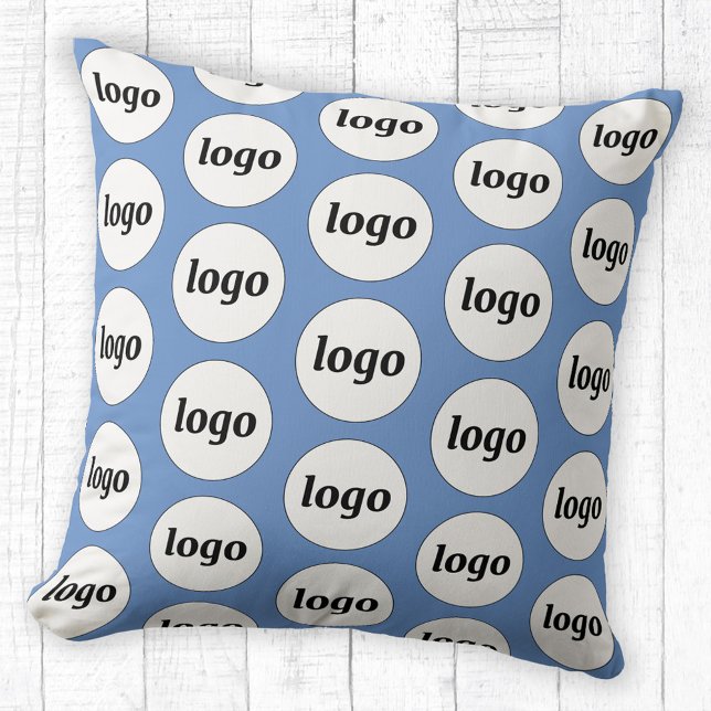Coussin Logo simple Motif Business Promoted Blue (Simple logo pattern business promotional branding pillow)
