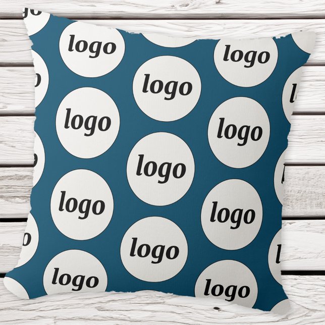Coussin Logo simple Motif Turquoise vert (Simple logo pattern business branding promotional teal green throw pillow)