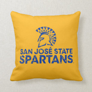 Coussin Logo Wordmark en détresse des Spartans de San Jose