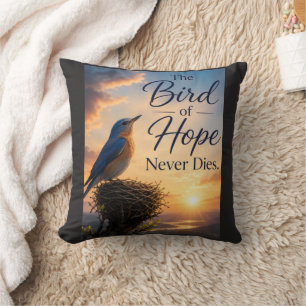 Coussin L'oiseau de l'espoir ne meurt jamais