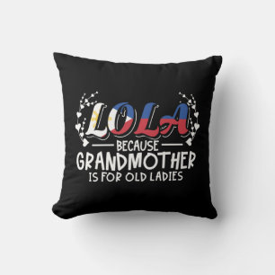 Coussin Lola - Citation de la grand-mère Philippines Old L